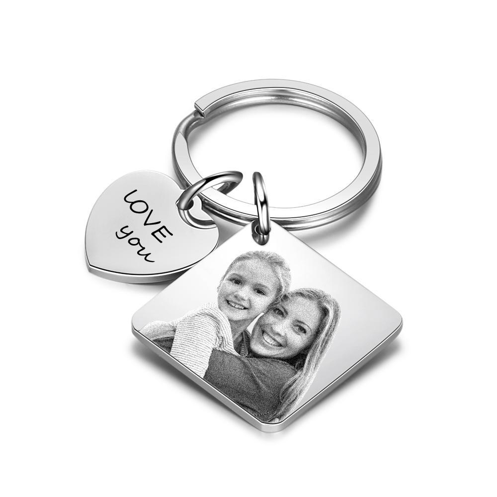Photo Keychain Personalised with Calendar and Engraved Heart Charm Gifts for Her-Jessemade AU