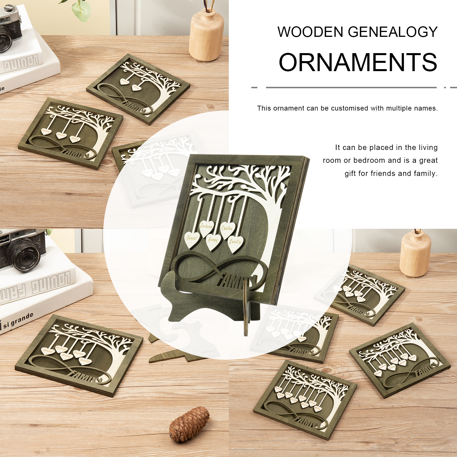 Custom Family Tree Sign with 5 Names Wooden Keepsake Gifts-Jessemade AU