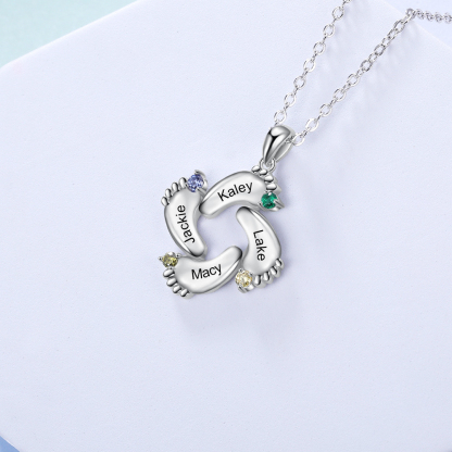 Personalised Baby Foot Bracelet With 4 Birthstones Engraved Names Gift For Mother-Jessemade AU