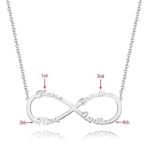 Personalised Infinity Necklace Custom 4 Names Necklace Gift For Women-Jessemade AU