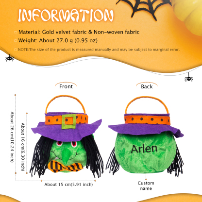 Personalised Halloween Tote Bags with Name Halloween Trick or Treat Candy Bags for Kids-Jessemade AU