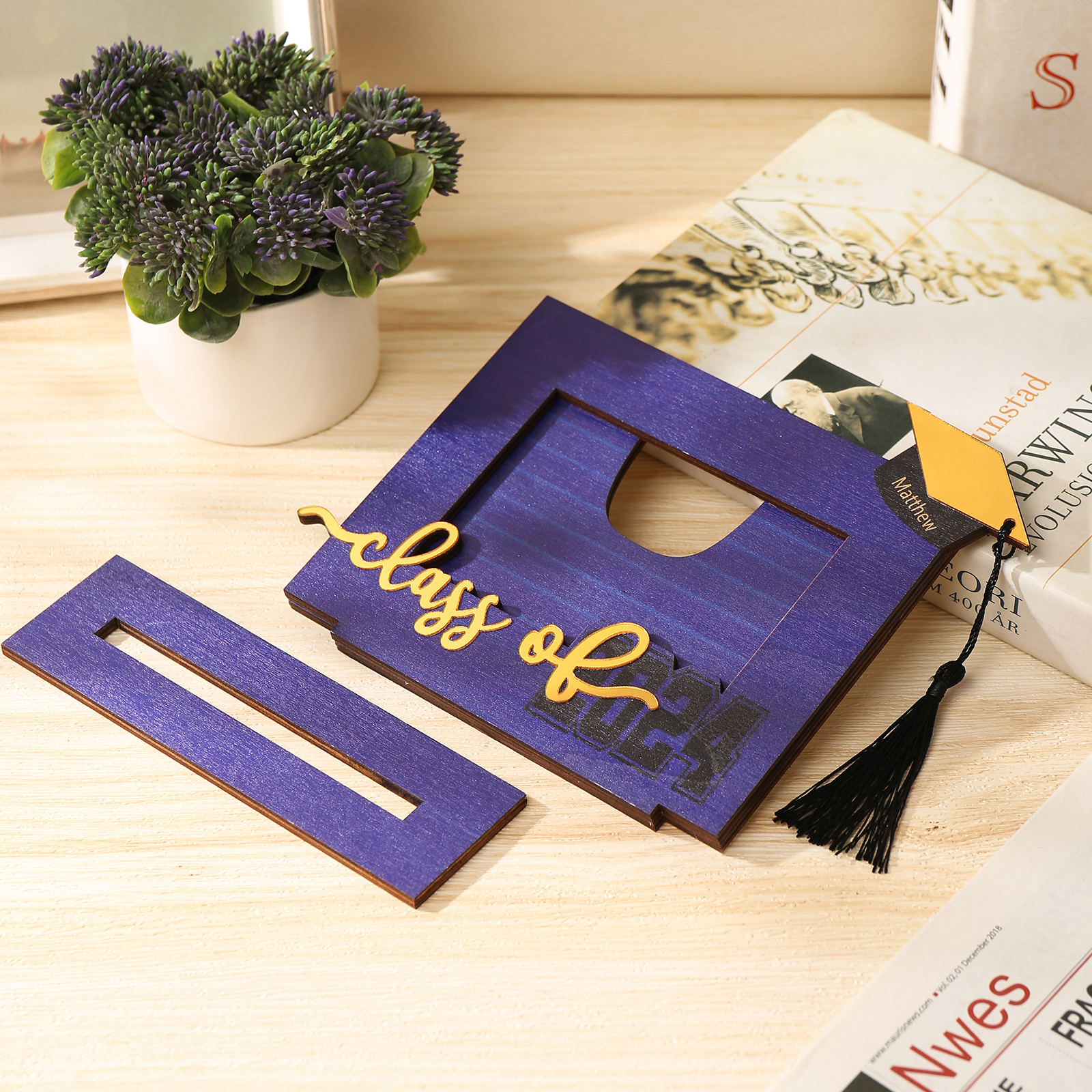 Class of 2024 Personalised Graduation Photo Frame Custom Name & Photo Wooden Frame Creative Gifts-Jessemade AU