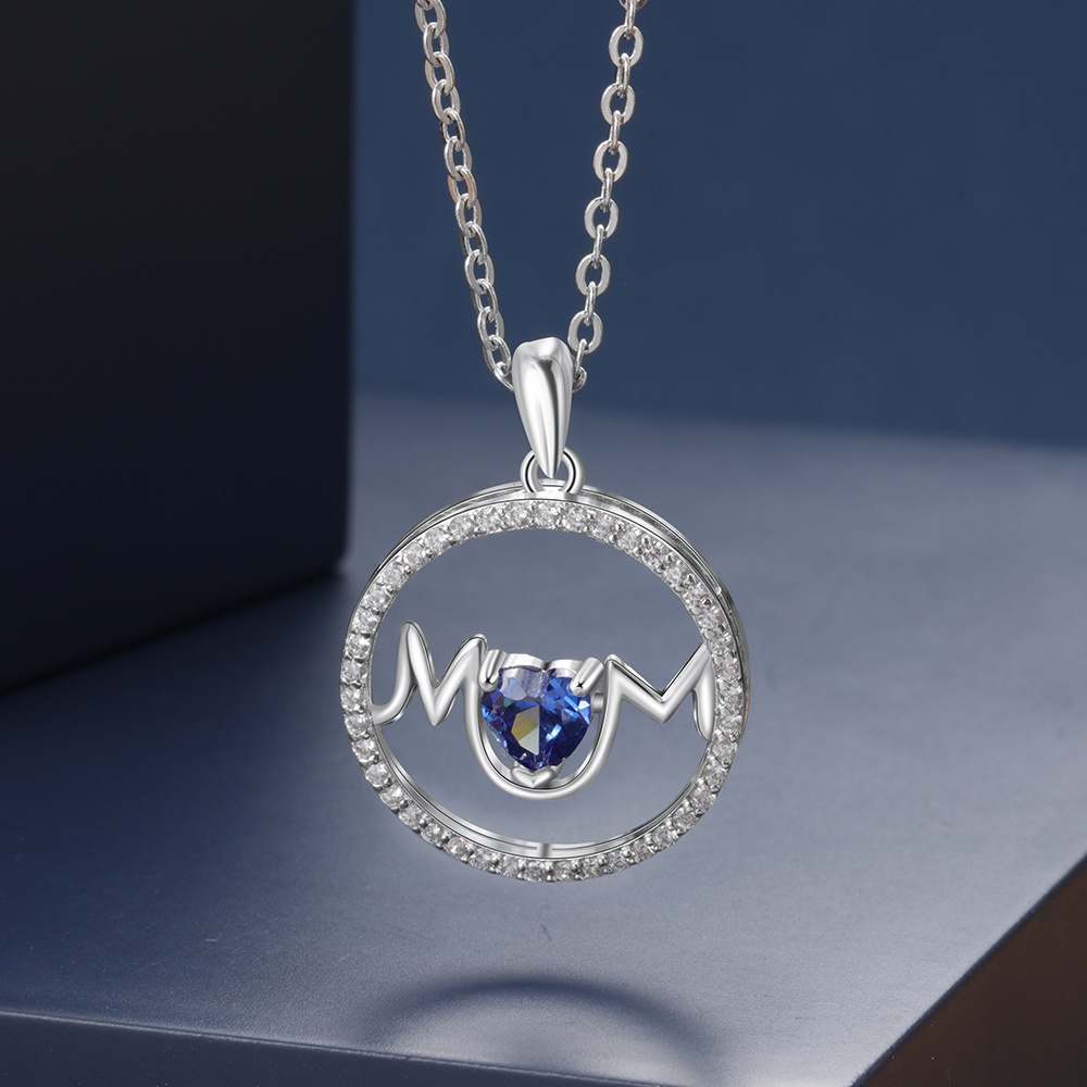 Mom Necklace Personalised Heart Necklace with Birthstone Engraved Name Gifts for Her-Jessemade AU