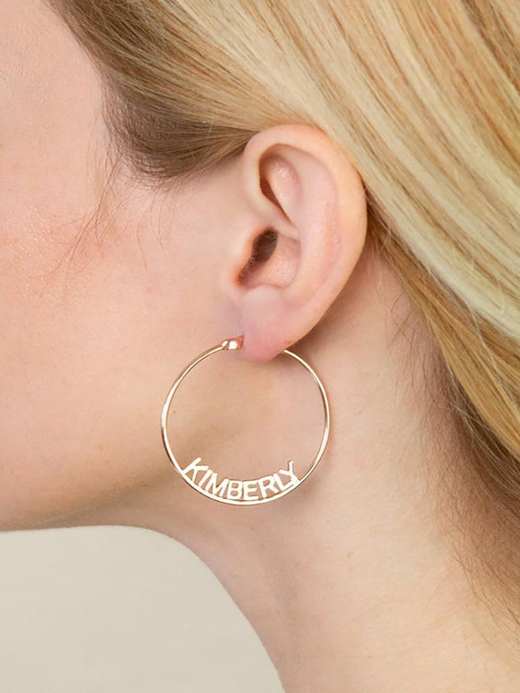 Personalised Name Hoop Earrings Circle Hoops Gifts for Her-Jessemade AU