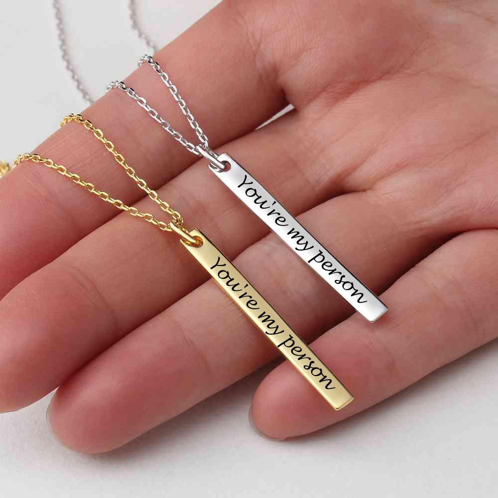 You're My Person Custom Engraving Bar Necklace-Jessemade AU