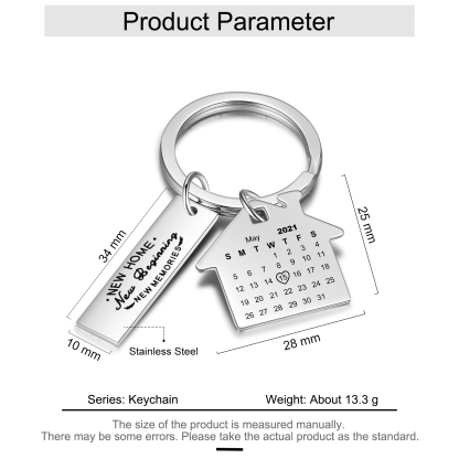"NEW HOME, NEW BEGINNING, NEW MEMORIES" Personalised Calendar Keychain Gifts For Friends-Jessemade AU