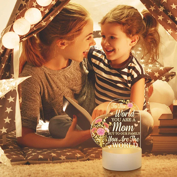To My Mom- Carnation Flower Heart Night Light LED Lamp Bedroom Decoration For Mother-Jessemade AU