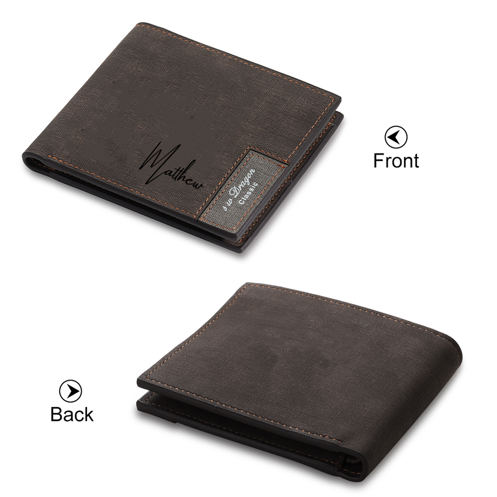 Personalised Name Billfold Wallet Custom Men's Leather Wallet Gifts for Him Dark Brown-Jessemade AU