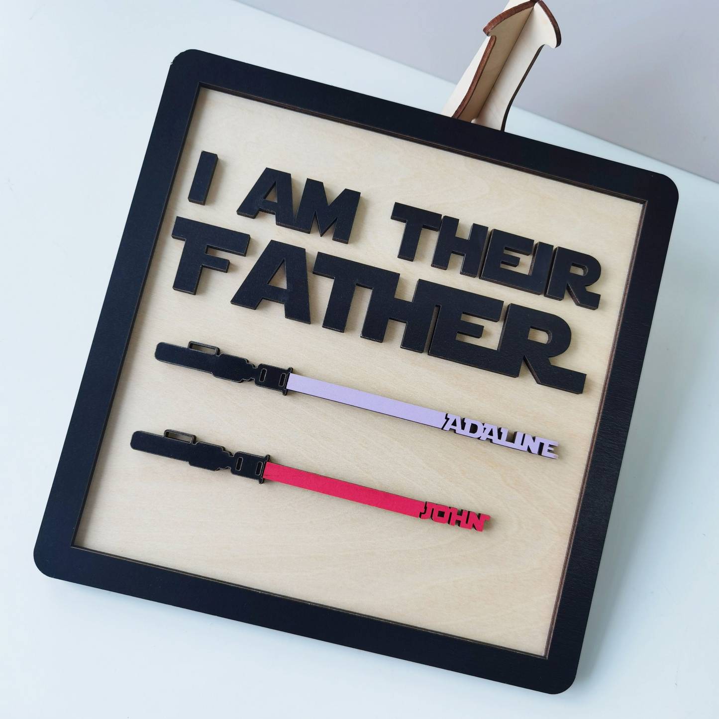 Personalised Star Wars Sign Father's Day Gifts - I AM THEIR FATHER - Wood Sign with 4 Names-Jessemade AU