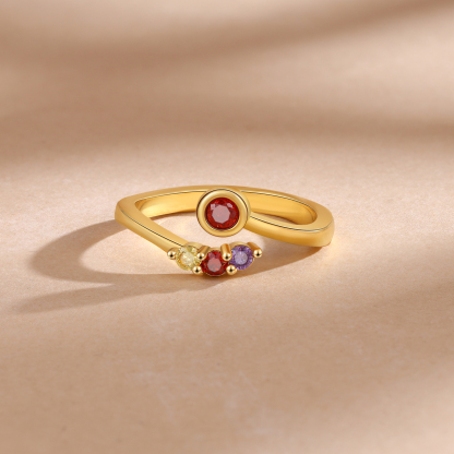 Personalised Women's Ring Custom 4 Birthstones Open Ring Birthday Gift for Ladies Girls-Jessemade AU