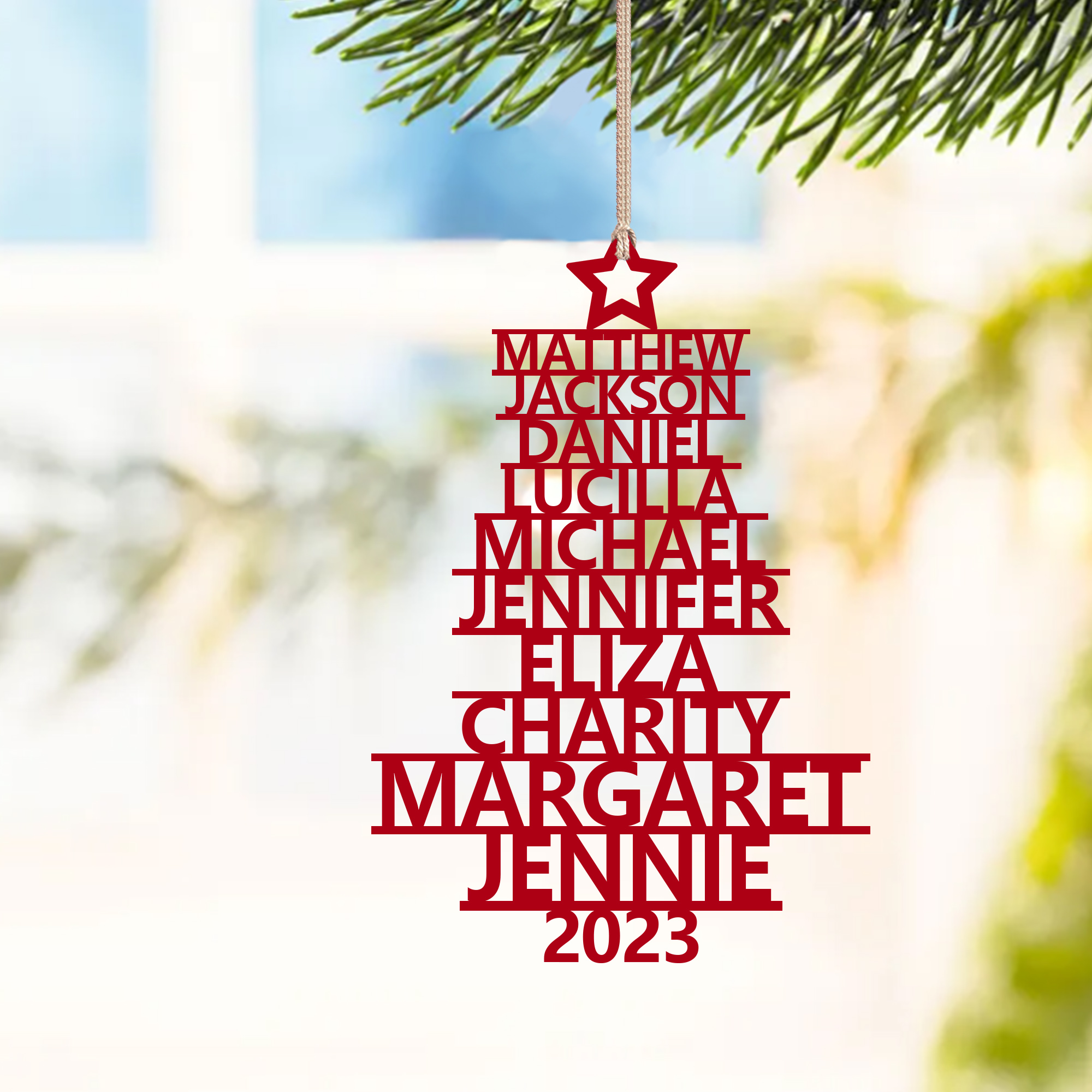 10 Names - Personalised Christmas Tree Ornaments Customised Name Xmas Wooden Decor Gifts for Family Friends-Jessemade AU