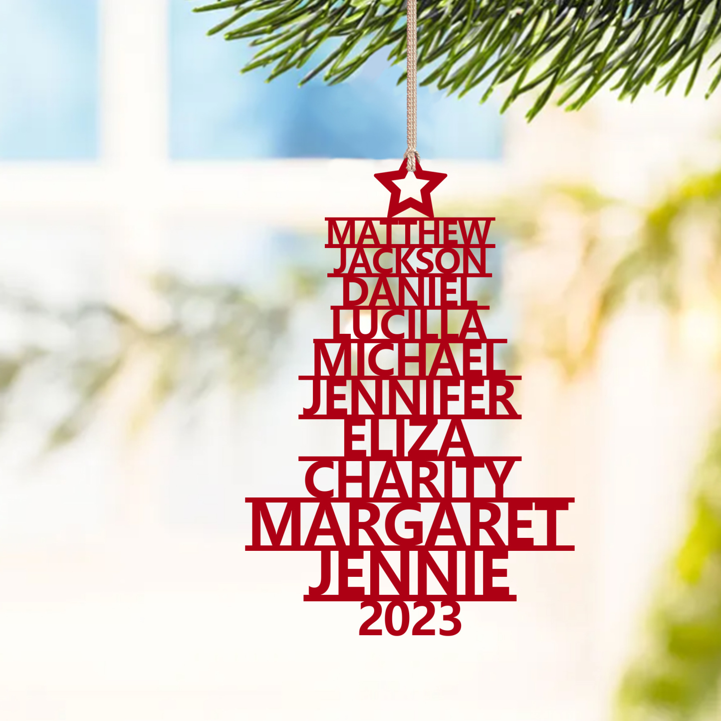 10 Names - Personalised Christmas Tree Ornaments Customised Name Xmas Wooden Decor Gifts for Family Friends-Jessemade AU