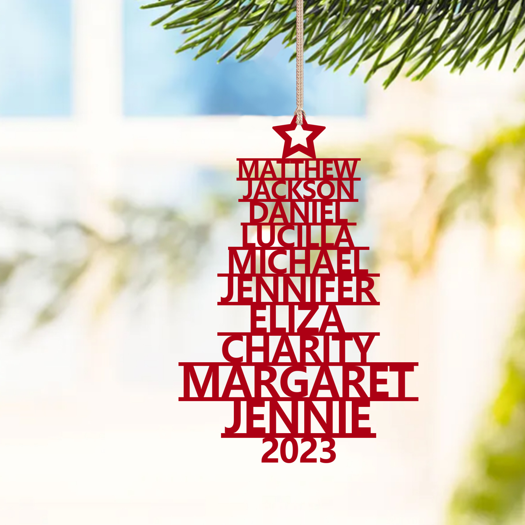 10 Names - Personalised Christmas Tree Ornaments Customised Name Xmas Wooden Decor Gifts for Family Friends-Jessemade AU