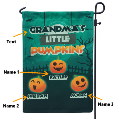Personalised Halloween Garden Flag Custom 3 Names Flag "Grandma's Little Pumpkins"-Jessemade AU