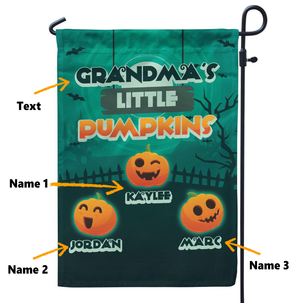 Personalised Halloween Garden Flag Custom 6 Names Flag "Grandma's Little Pumpkins"-Jessemade AU