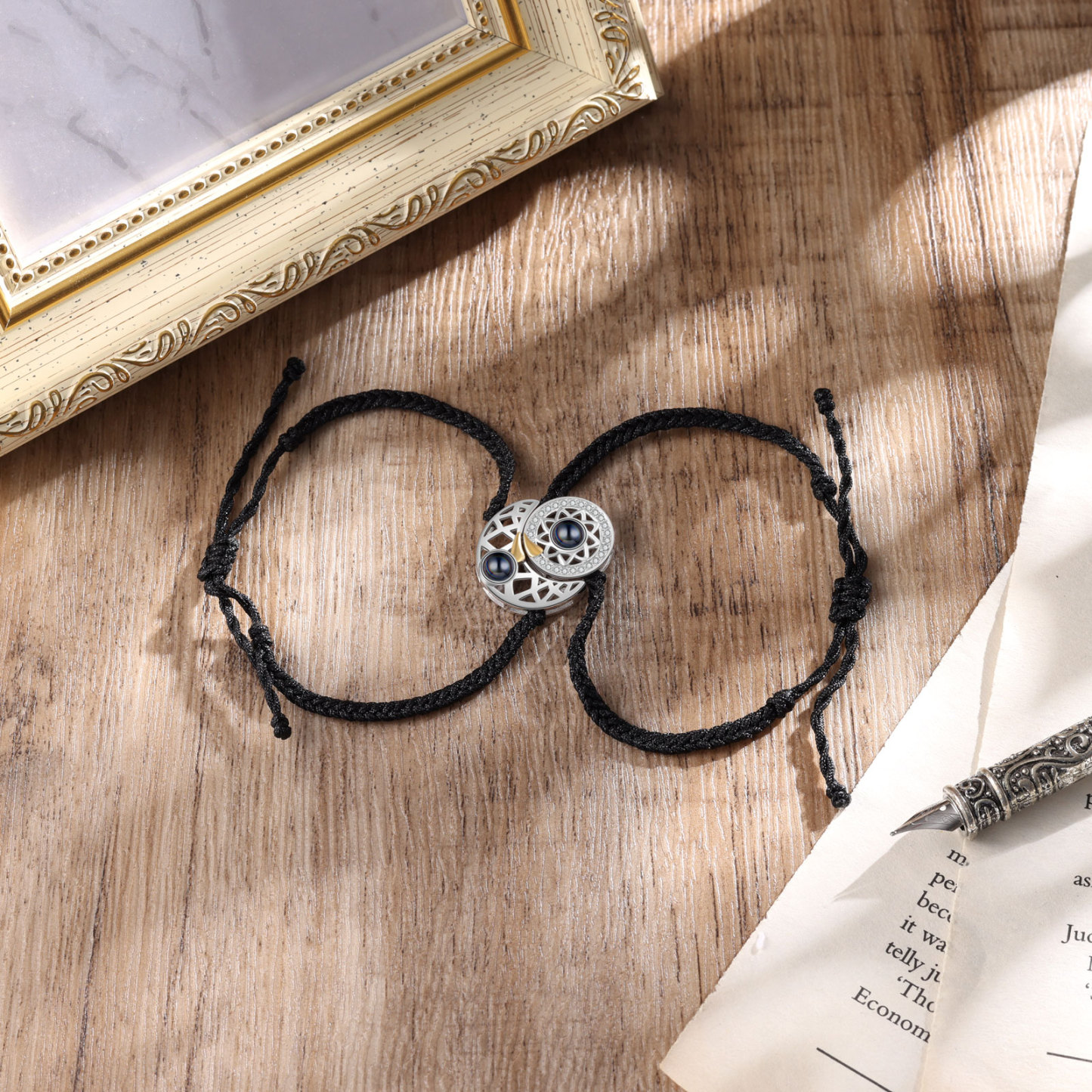 Personalised Magnetic Projection Bracelet Custom Photo Sun and Moon Couple Bracelet Creative Gift for Her-Jessemade AU