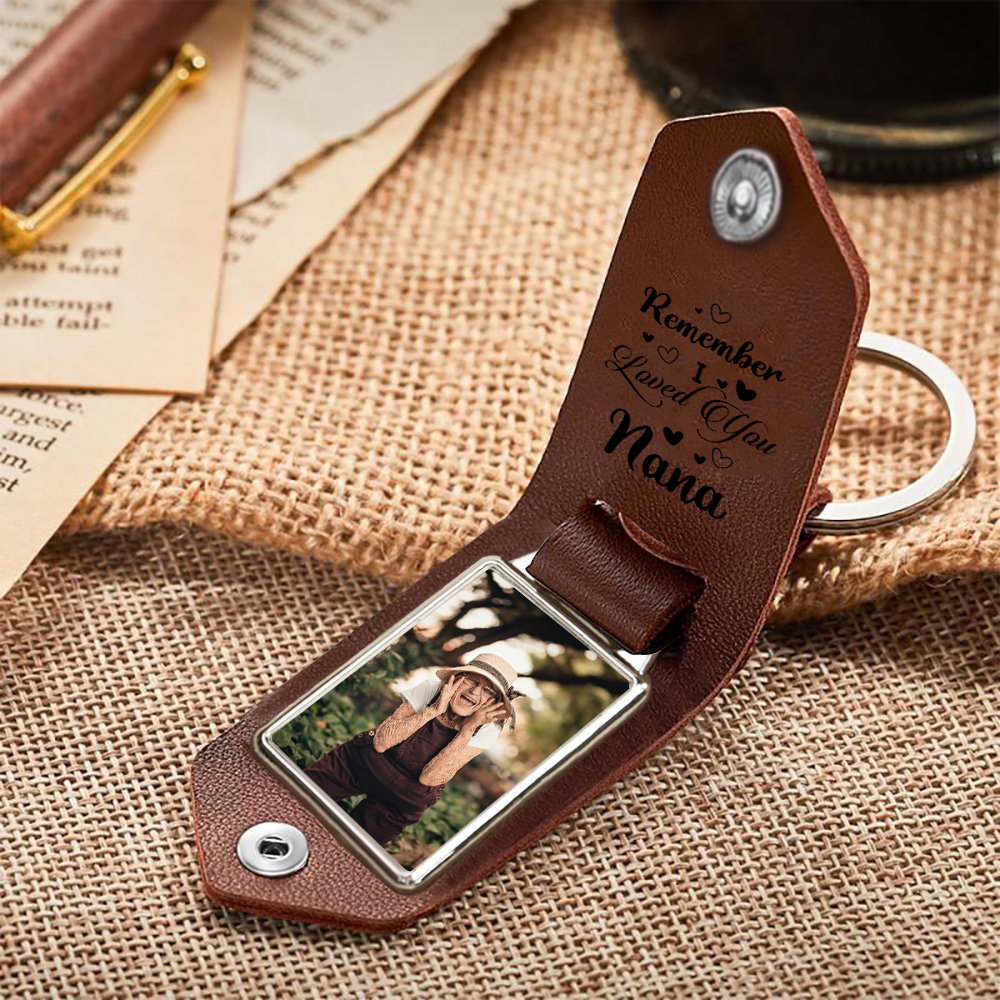 Personalised Photo Keychain Leather Keychain Gifts for Grandma - Remember I Loved You, Nana-Jessemade AU