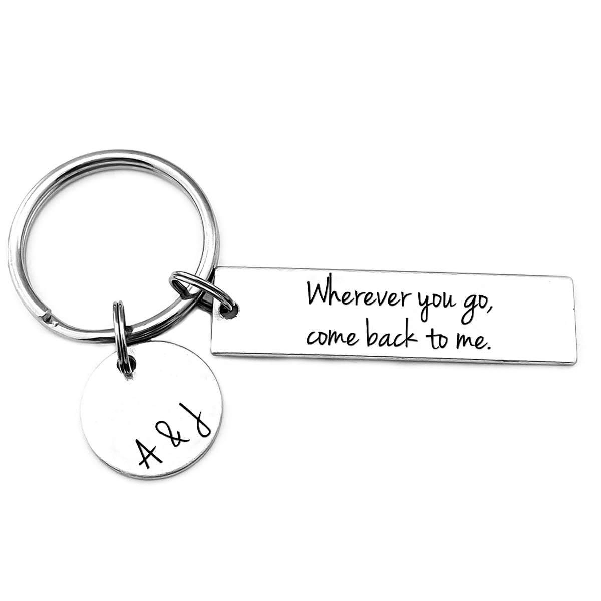 Personalised Couple Keychain Custom Name Keyring "Wherever You Go, Come Back To Me" Valentine's Day Gifts-Jessemade AU