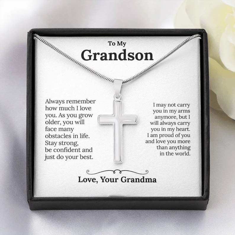 Confirmation Gift To My Grandson Cross Necklace "I'm proud of you“ Inspirational Gifts for grandson-Jessemade AU