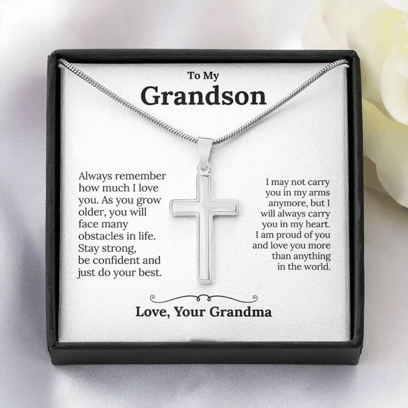 Confirmation Gift To My Grandson Cross Necklace "I'm proud of you“ Inspirational Gifts for grandson-Jessemade AU