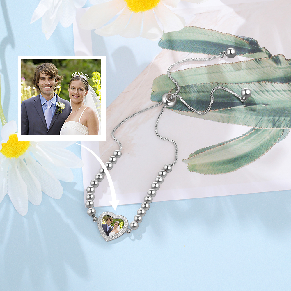 Personalised Heart Photo Bracelet Custom Photo Bracelet Gifts For Her-Jessemade AU