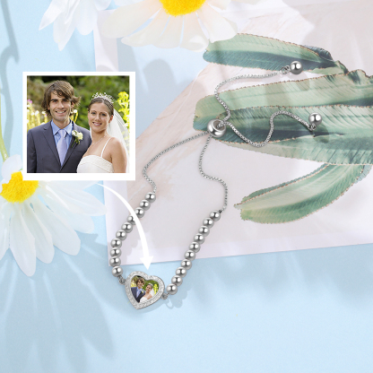 Personalised Heart Photo Bracelet Custom Photo Bracelet Gifts For Her-Jessemade AU