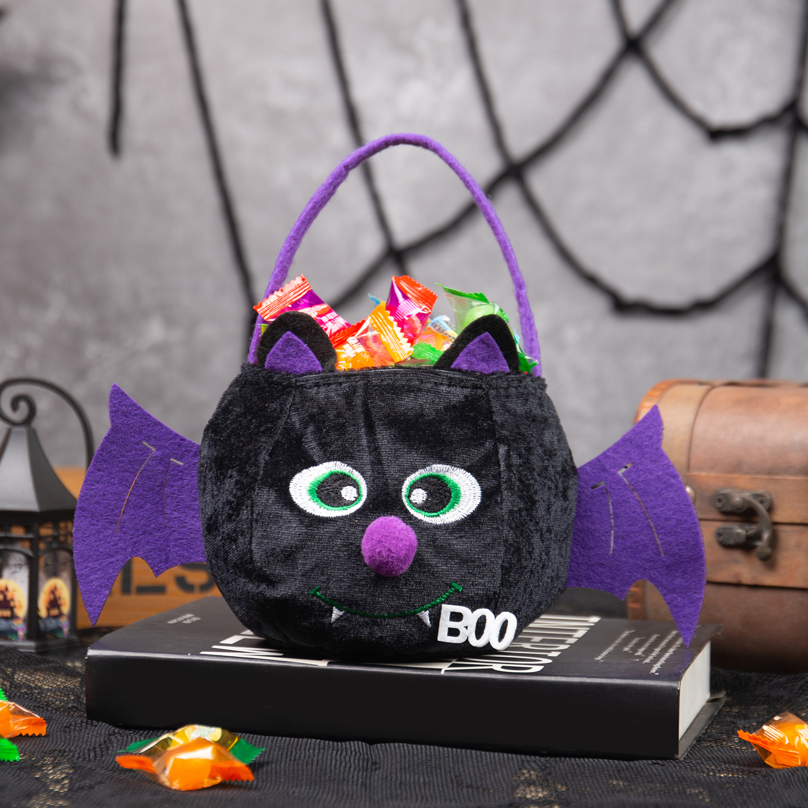 Halloween Tote Bag Custom 1 Name Pumpkin Tote Bag Halloween Candy Bag for Kids-Jessemade AU