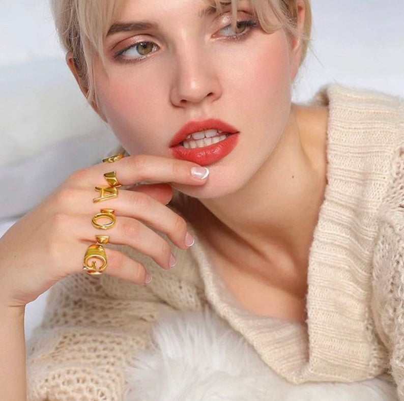 Personalised Name Ring Custom 1 Letter Name Ring Gifts For Women-Jessemade AU