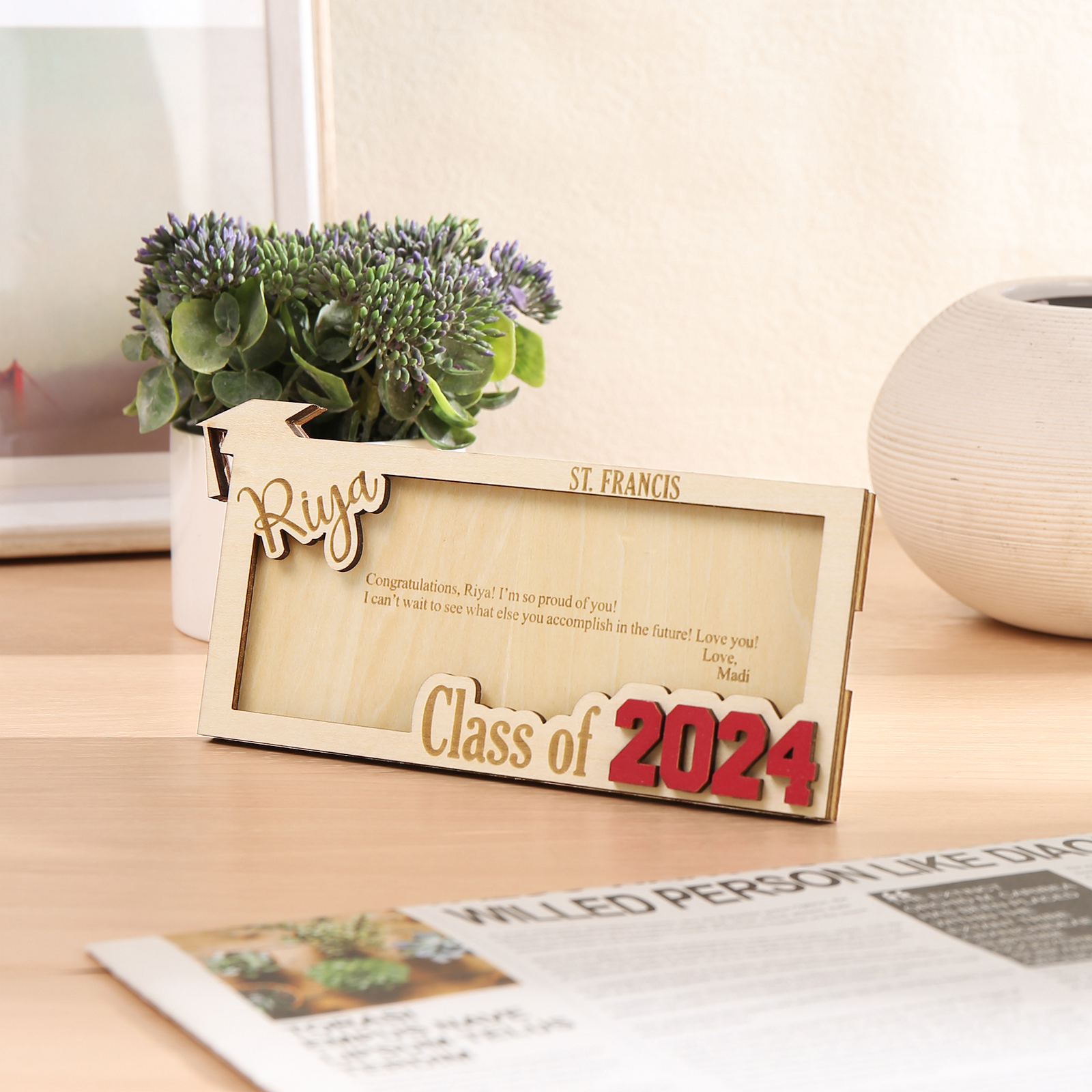 Class of 2024 Personalised Graduation Cash Clip Custom 1 Name & 2 Texts Cash Box Creative Gifts-Jessemade AU