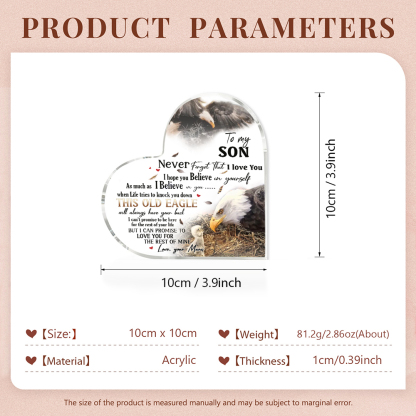 To My Son Acrylic Heart Keepsake Mum to Son Heart Ornament - This Old Eagle Will Always Have Your Back-Jessemade AU