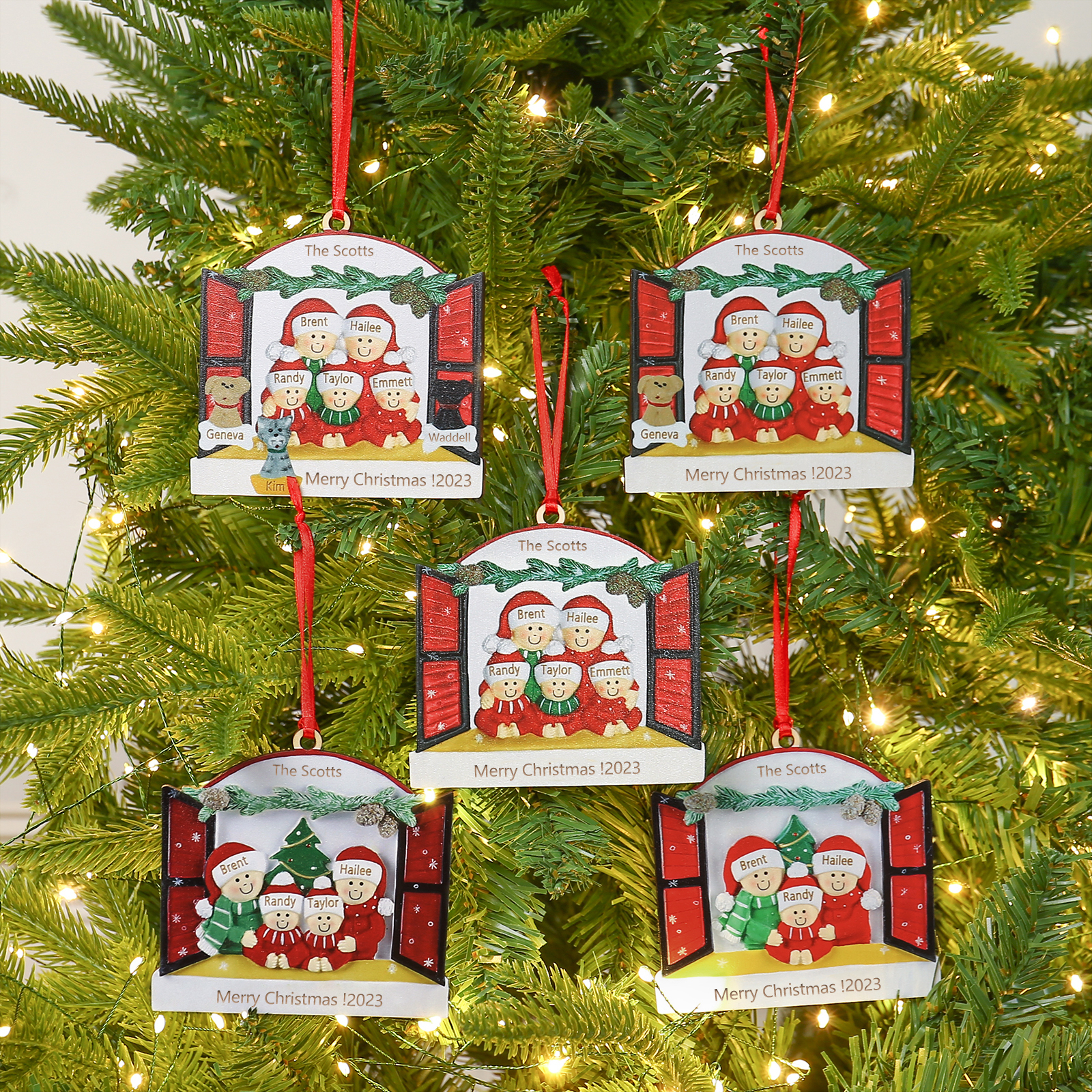 5 Names - Personalised Wooden Christmas Ornaments Customised Text & Date Xmas Decor Gifts for Family Friends-Jessemade AU