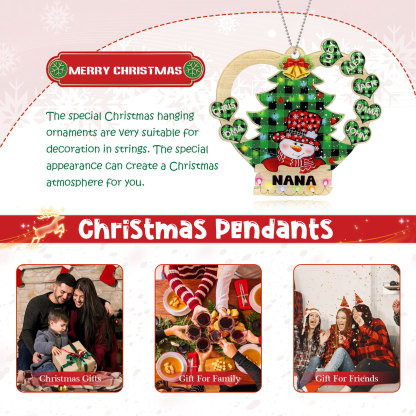 7 Names - Personalised Heart Christmas Tree Ornament Customised Name & Text Acrylic Snowman Hanging Ornaments Gift for Family-Jessemade AU