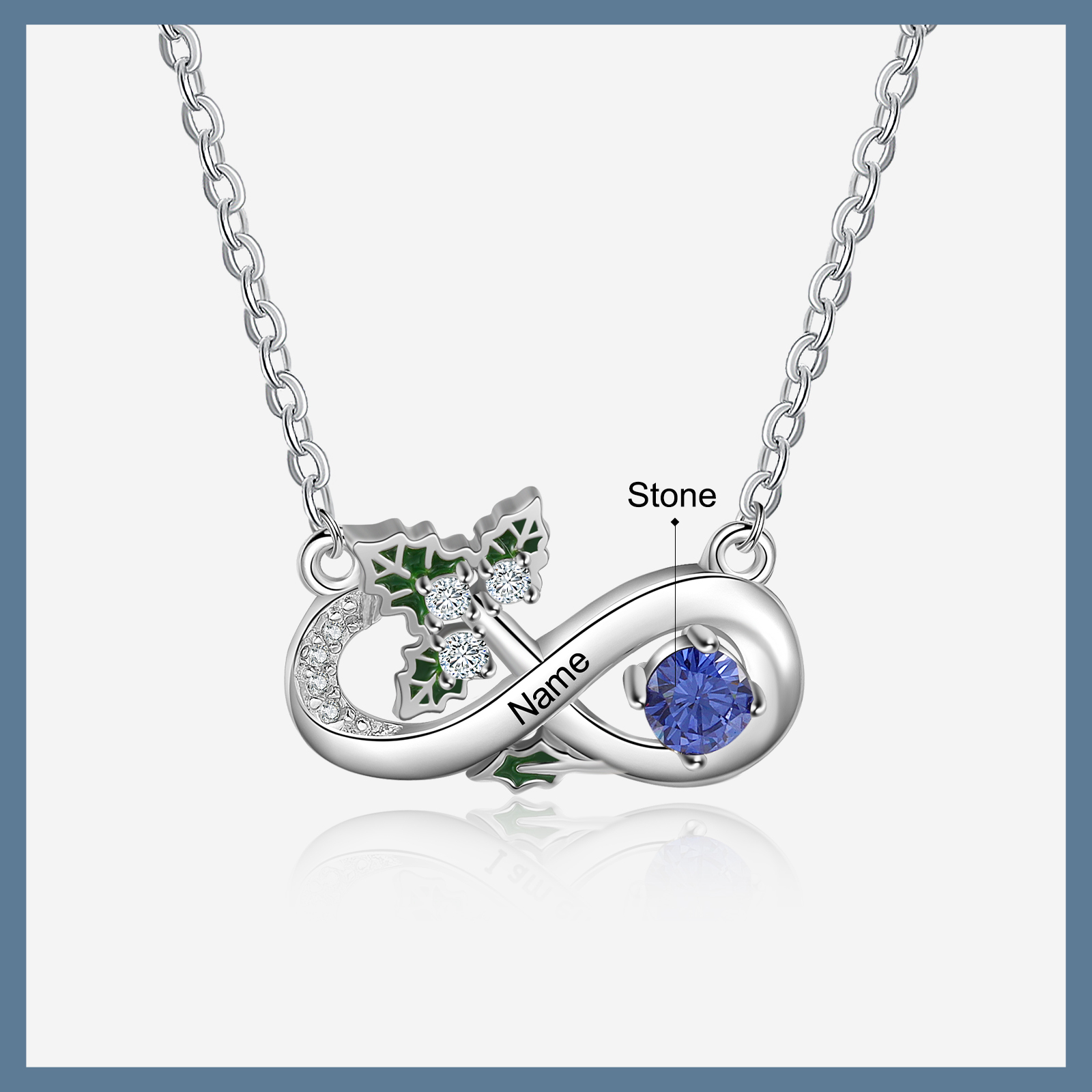 Personalised December Birthflower Necklace With Birthstone Gift For Women-Jessemade AU