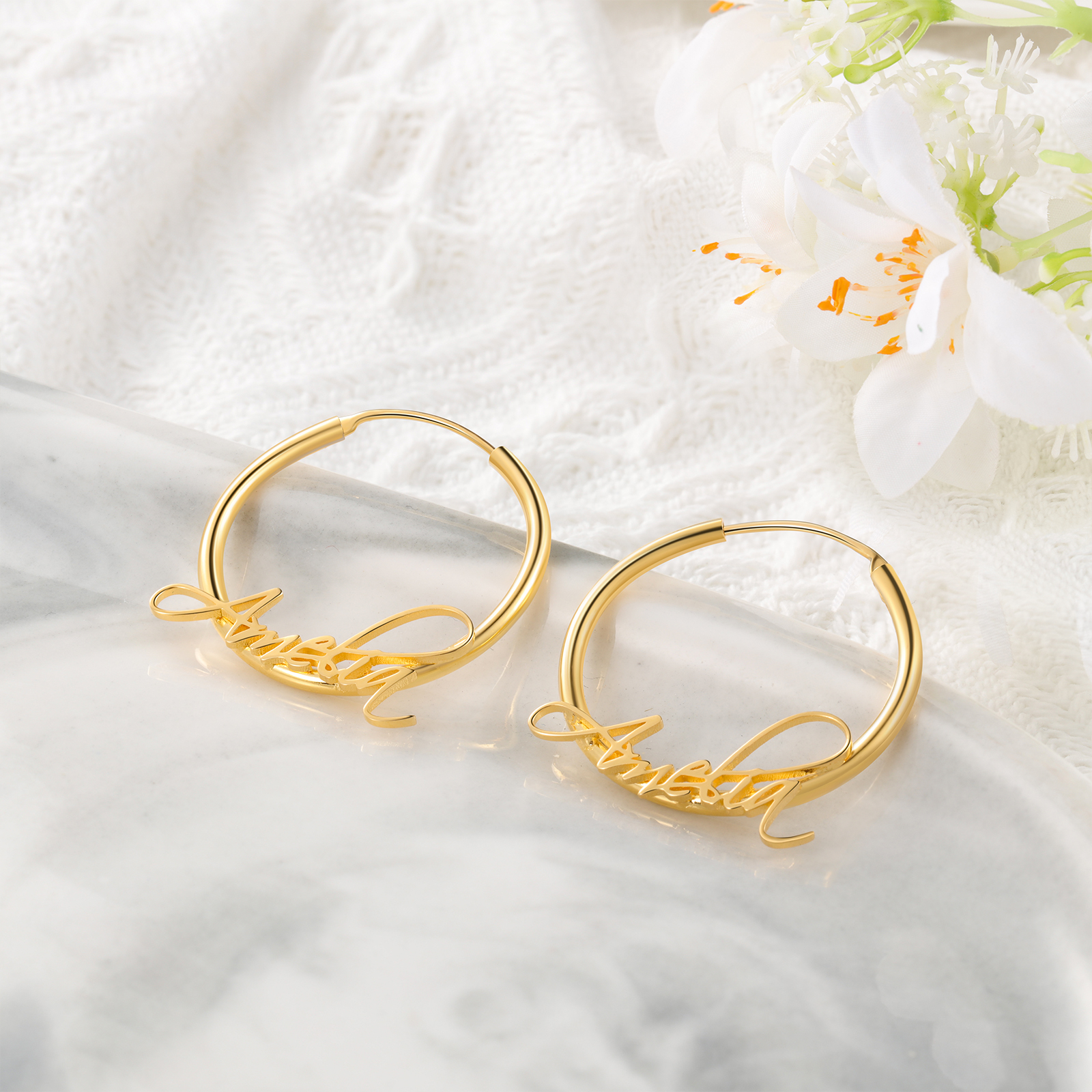Personalised Name Circle Earring Customised Women's Hoop Earrings Gifts for Her-Jessemade AU