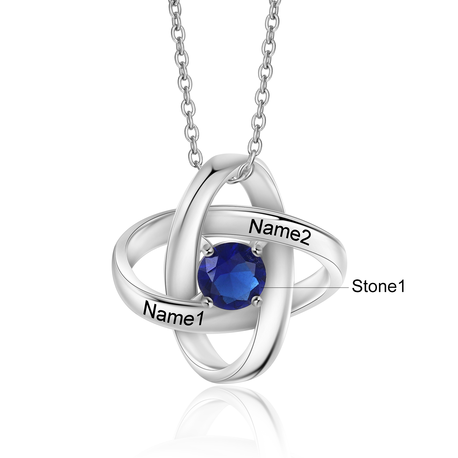 Personalised Necklace With 1 Birthstone Engraved Names Gift For Her-Jessemade AU