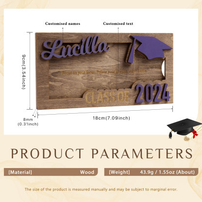 Class of 2024 Personalised Graduation Cash Clip Custom Name & Text Cash Box Creative Gifts for Her/Him-Jessemade AU