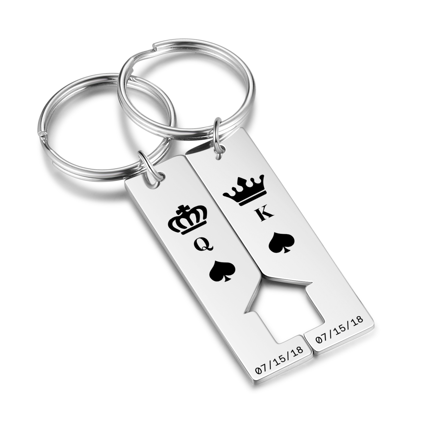 Personalised Couple Keychain Custom 2 Letters & 2 Dates Crown Keyring Valentine's Day Gift for Husband/Wife-Jessemade AU