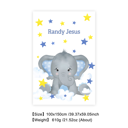 Personalised Elephant Blanket Custom Name Cute Cartoon Blanket-Jessemade AU