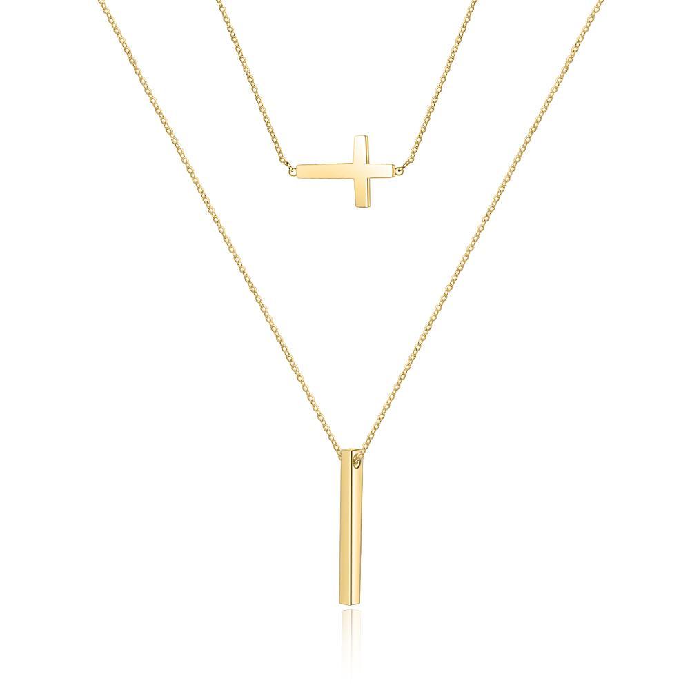 Engraved 4 Sides Vertical Bar Necklaces & Pendants-Jessemade AU
