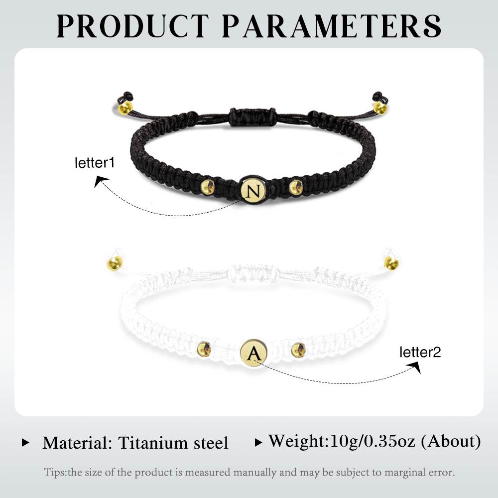 Couple Bracelets Set Customised 2 Letters Bracelet Adjustable Bracelet Valentine's Day Gift for Couples-Jessemade AU