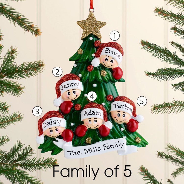 Personalised Family Christmas Ornament Custom 5 Names Hanging Ornament Gifts For Family