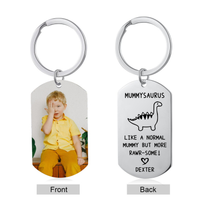Personalised Mummysaurus Keychain Custom Photo & Name Keychain Gifts - Like A Normal Mummy But More Rawr-Some-Jessemade AU