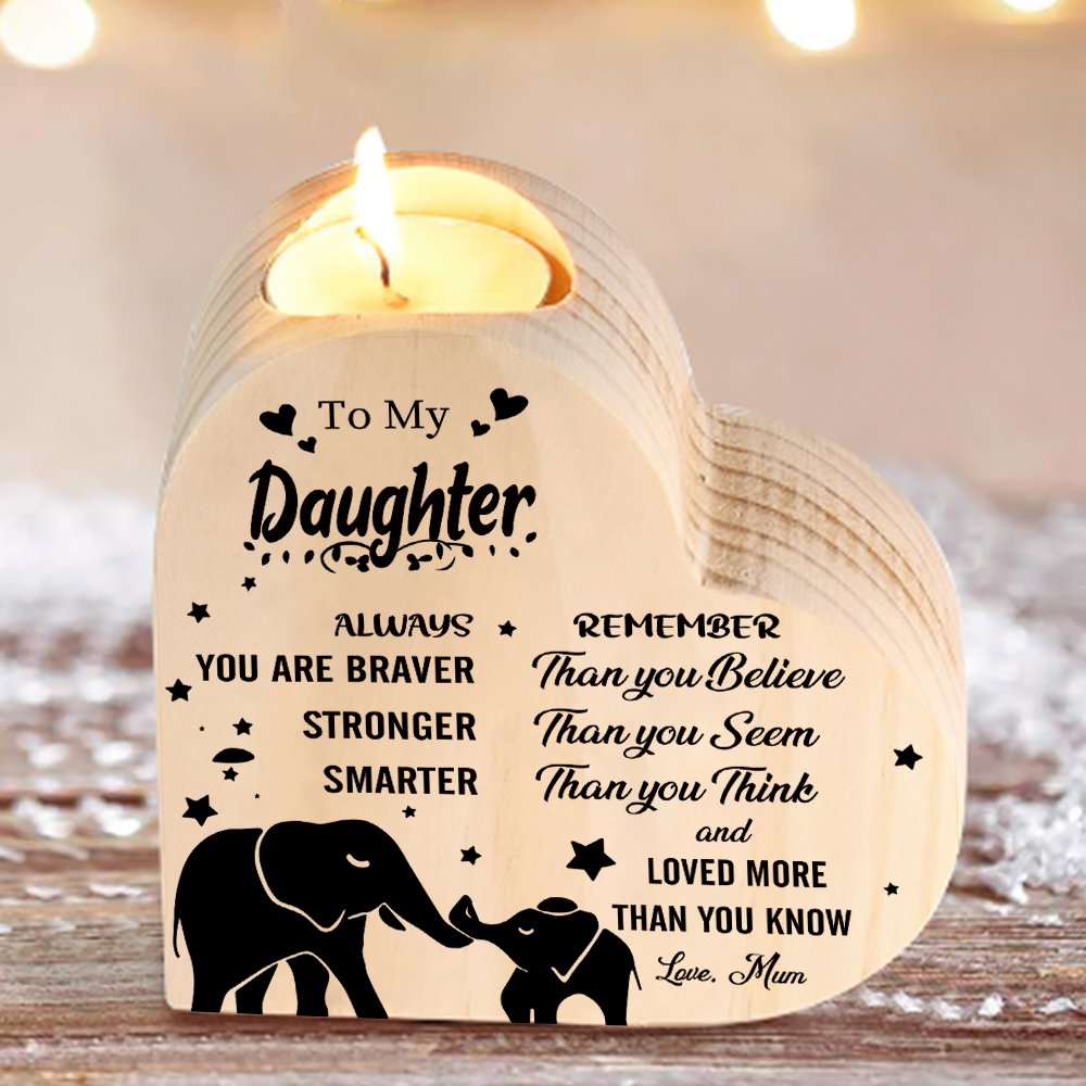 To My Daughter Wooden Heart Candle Holder "Loved More Than You Know"-Jessemade AU