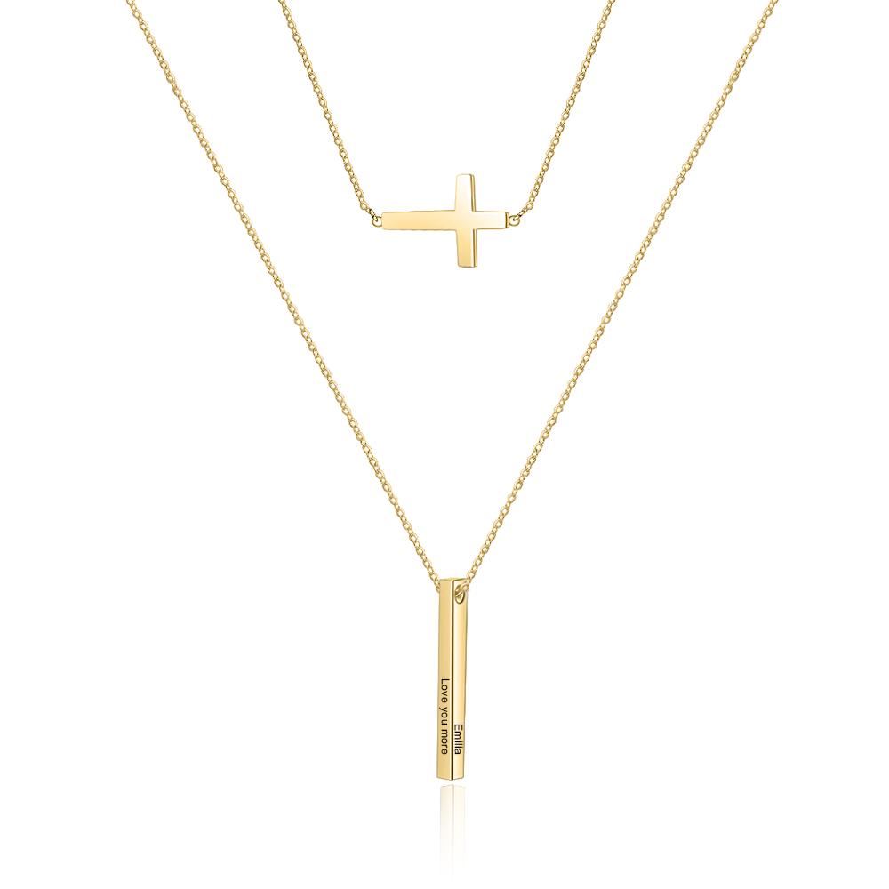 Engraved 4 Sides Vertical Bar Necklaces & Pendants-Jessemade AU