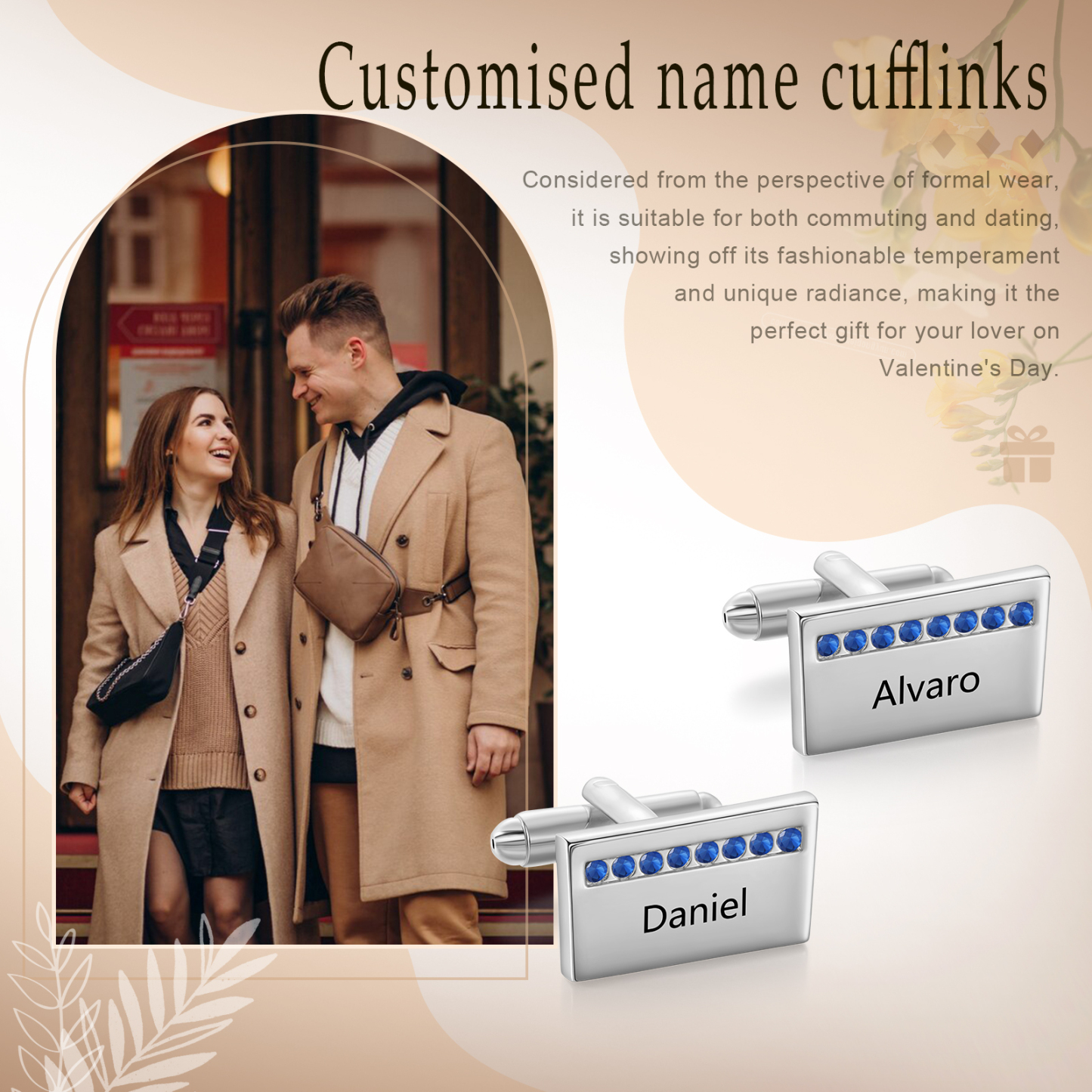 Personalised Men's Cufflinks Custom 2 Names Metal Cufflinks Copper Wedding Gift for Him-Jessemade AU