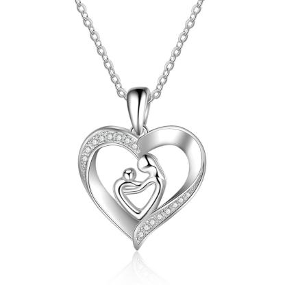 925 Sterling Silver Engraved with 2 Names Love Necklace For Mom-Jessemade AU