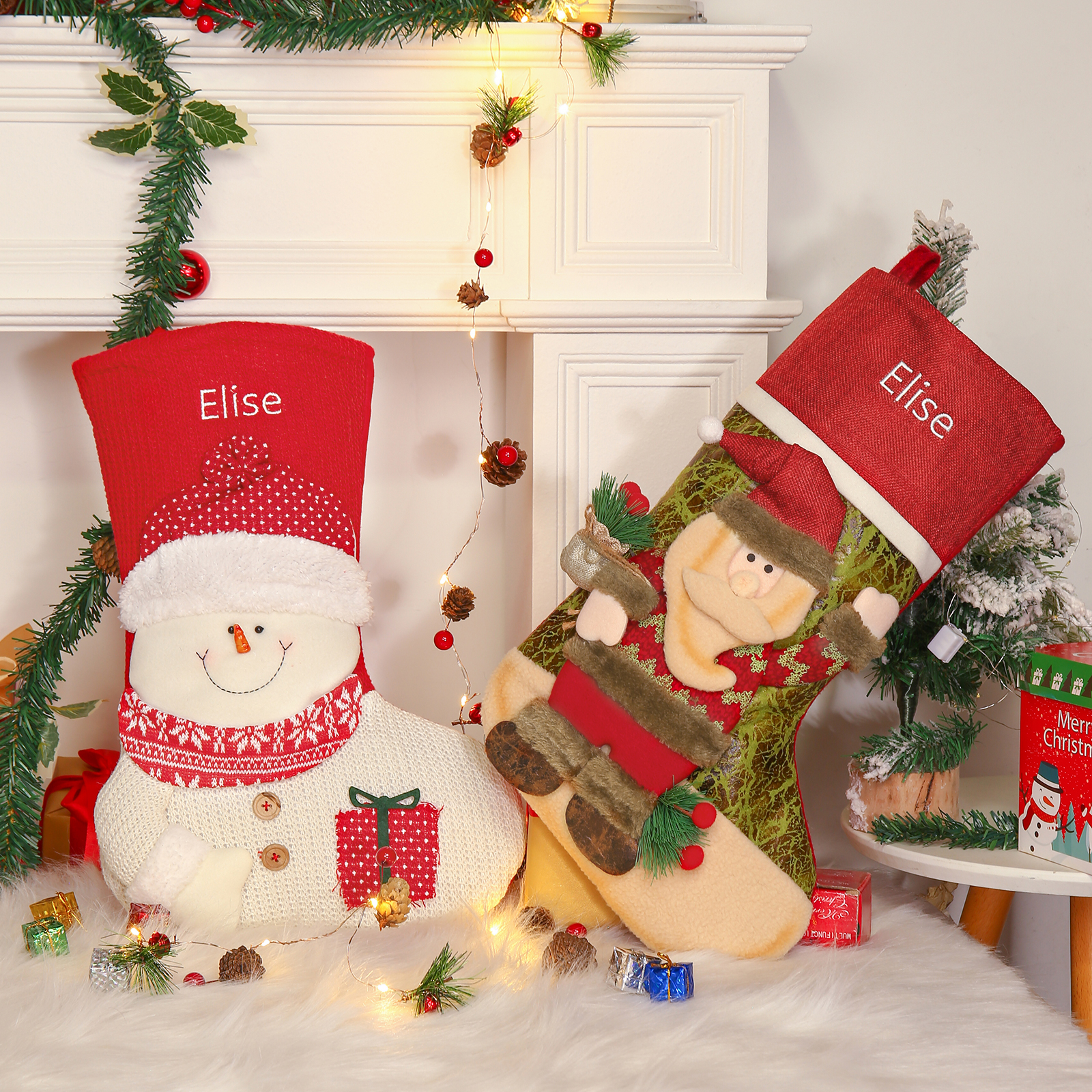Personalised Christmas Stockings Ornaments Custom 1 Name Christmas Socks Gifts for Family Friends-Jessemade AU