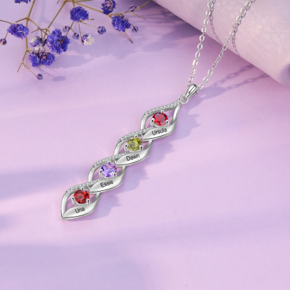 4 Names - Personalised Pendant Necklace Custom Birthstones & Names Necklace Birthday Gift for Her-Jessemade AU