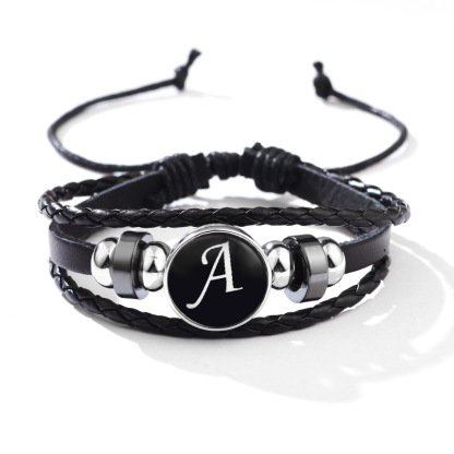 26 Letter Leather Braided Bracelets A-Z Initial Alphabet Beaded Bracelet Gifts for Women Men-Jessemade AU