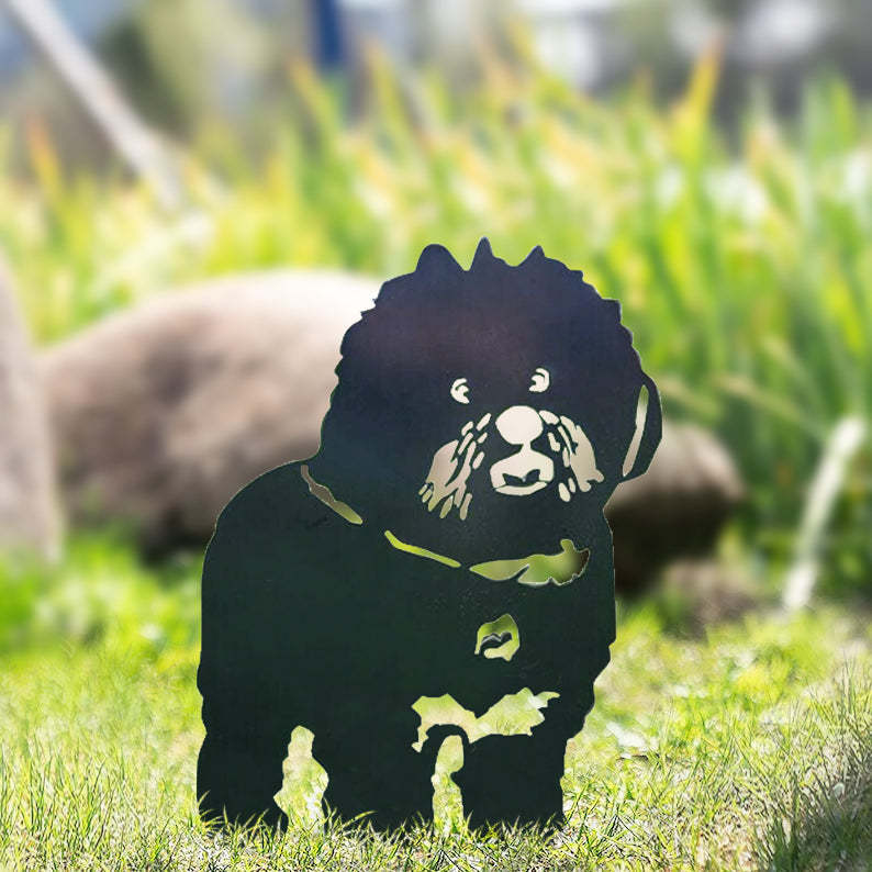 Bichon Frise Metal Dog Silhouette Garden Yard Decoration-Jessemade AU